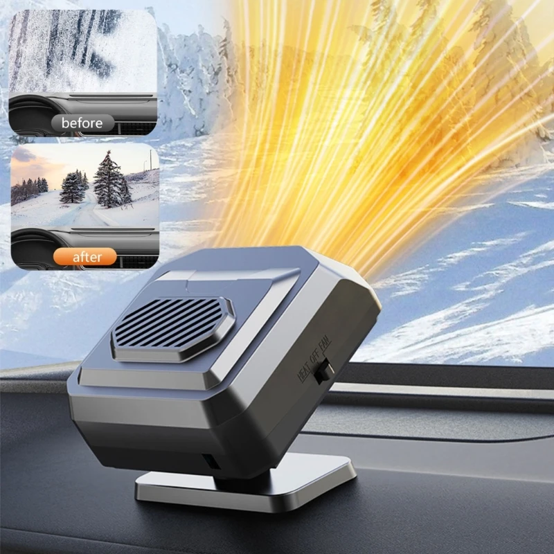 Portable 12V Car Heater Defroster, Quick Windshield Demister Warm Air Blower Rotatable Energy Saving for Driving Comfort