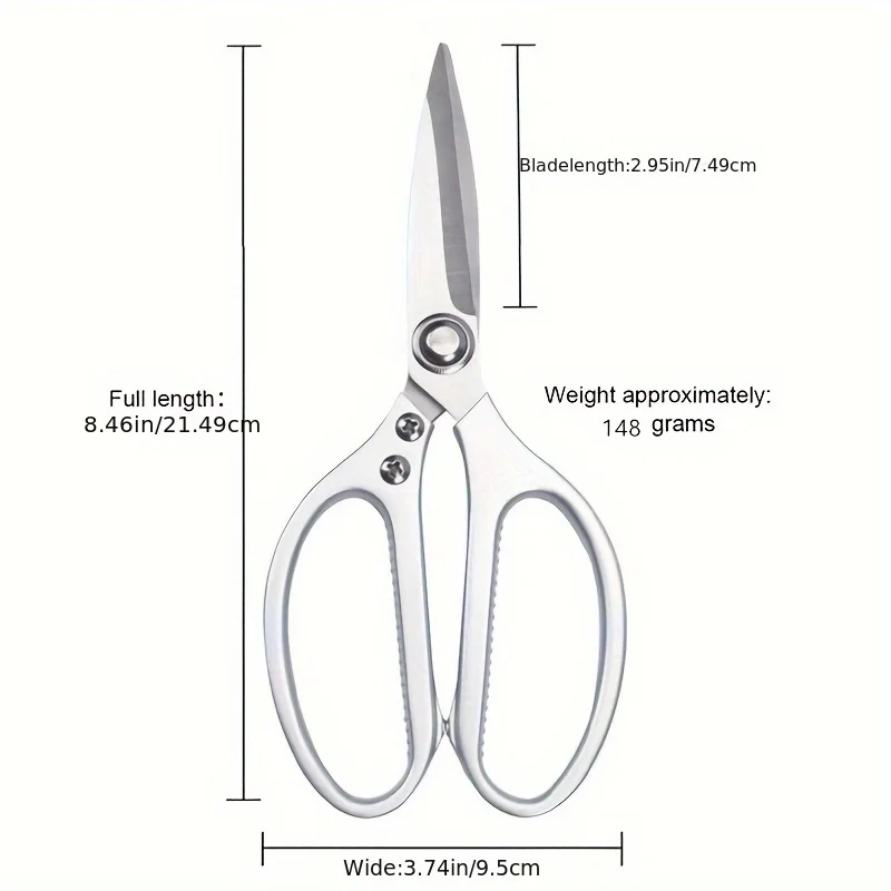 1pc Multi-Purpose Stainless Steel Kitchen Shears - Heavy-Duty Poultry Scissors with Comfortable Aluminum Alloy Grip for Food Pre