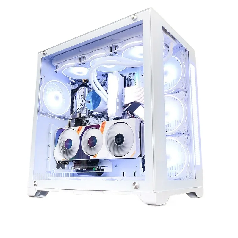 

Rhythm PLUS Snow White Computer Case Desktop EATX main board 360 Water Cooled Glass Side Penetrating Sea View Room