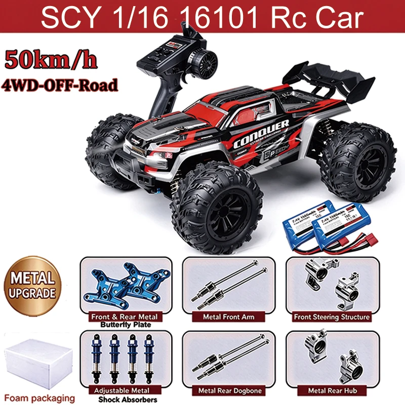 Scy Metal Upgrade 16101 161202 Rc Car Off Road 4x4 High Speed 50KM/H Remote Control Car with LED for Floating car Toy Gifts