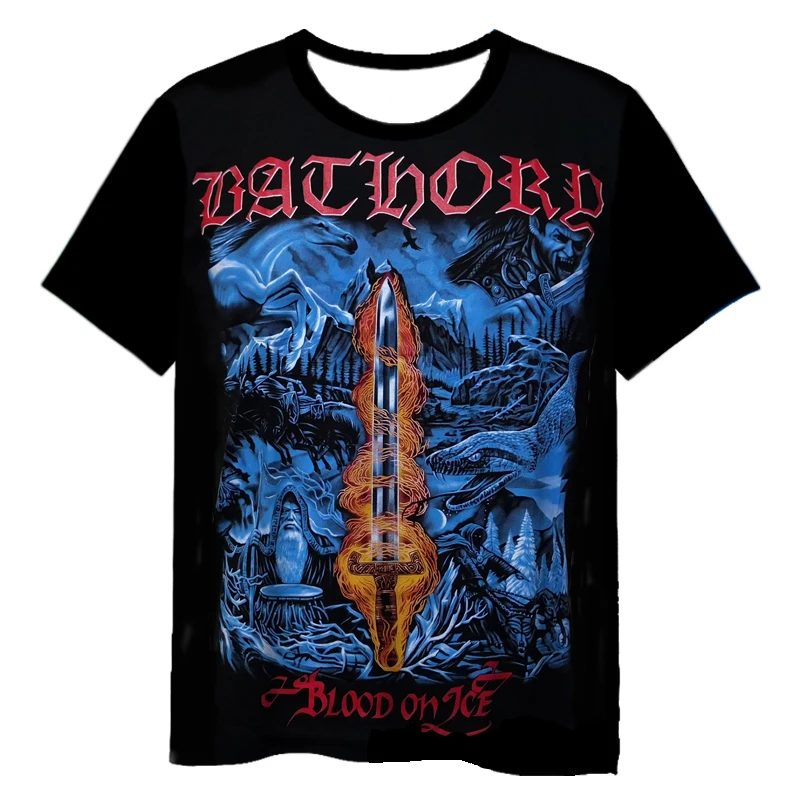

Vintage Bathory T-shirts 3D Print Streetwear Men Women Fashion Short Sleeve Hip Hop Loose T-Shirt Tops Men's Oversized Clothing