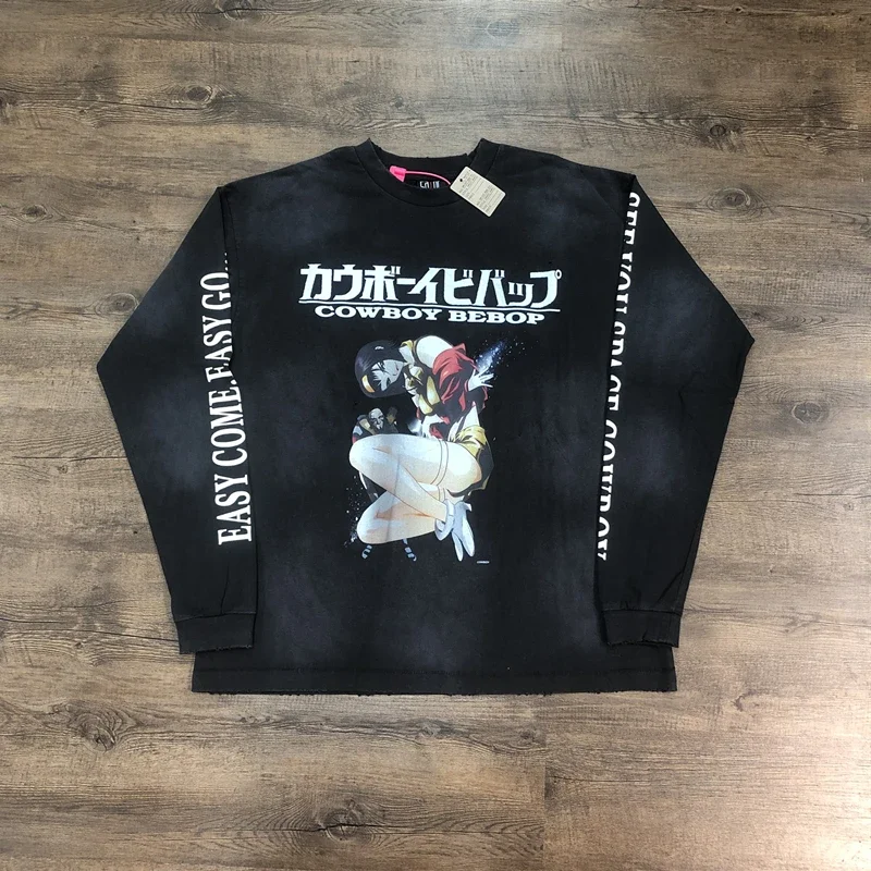 

SAINT OF MICHAEL 1:1 Fashion Streetwear Best Quality Vintage Clothing Oversized Long Sleeves Tee Casual Loose T Shirt Men