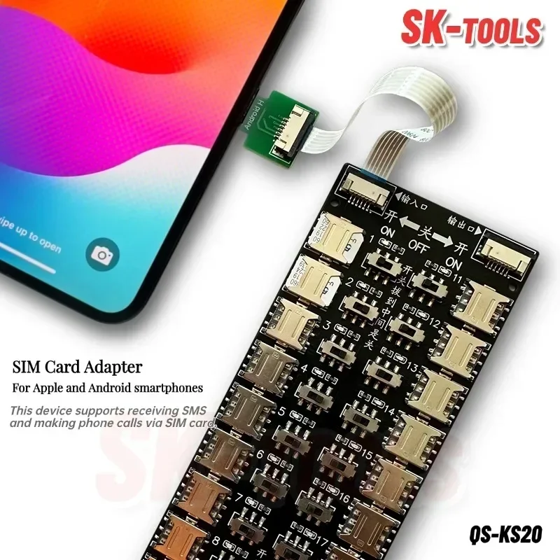 Multi SIM Card Reader Changer with 20 Slots Adapter for Android & Apple Universal SIM Card Expansion