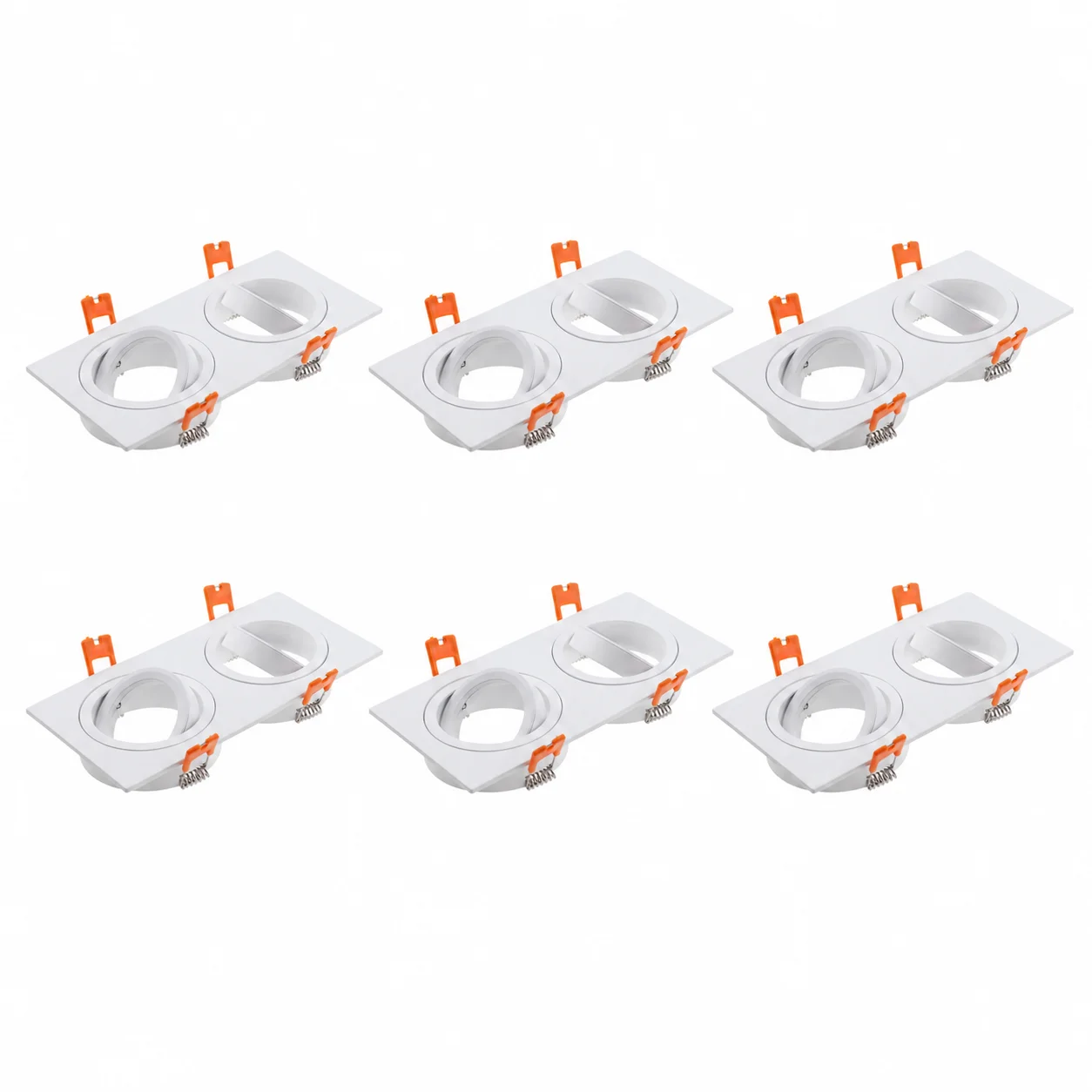 JOYINLED 1/6/10PCS Double Head Square White Recessed Downlight Lamp Frame LED Ceiling Fixture GU10 MR16 Spotlight Lighting