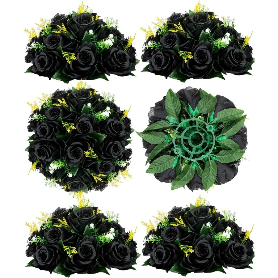 

6 шт. черные искусственные цветы, шары для поцелуев, свадебные розы, центральные украшения для дома, вечеринки, комнаты, стола, искусственные цветочные композиции