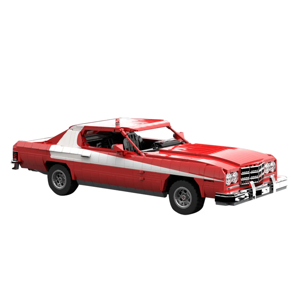 MOC Ord Gran Torino 1975 Building Blocks Video Game Starsky Hutch Vehicle Striped Tomato Car Model Brick Kids Adult DIY Toy Gift