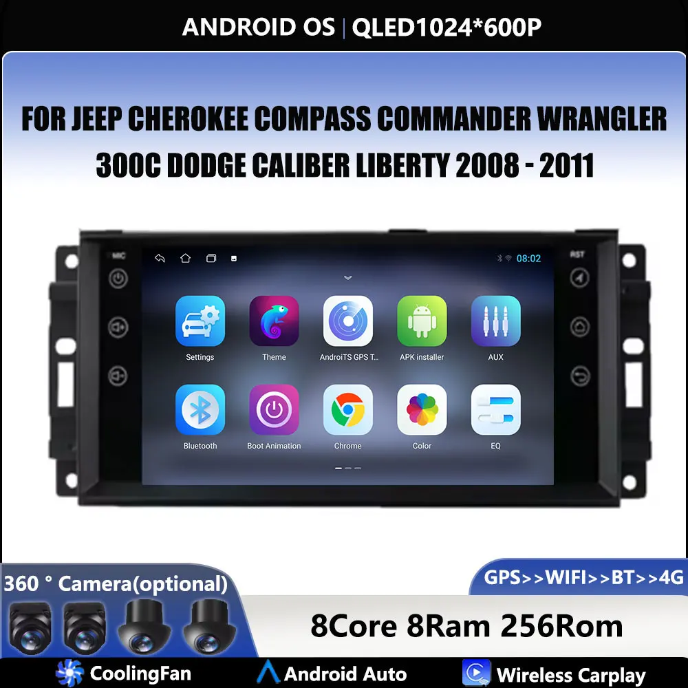 

4G For Jeep Cherokee Compass Commander Wrangler 300C Dodge Car Carplay Auto Android Radio Navigation GPS Multimedia Video Player