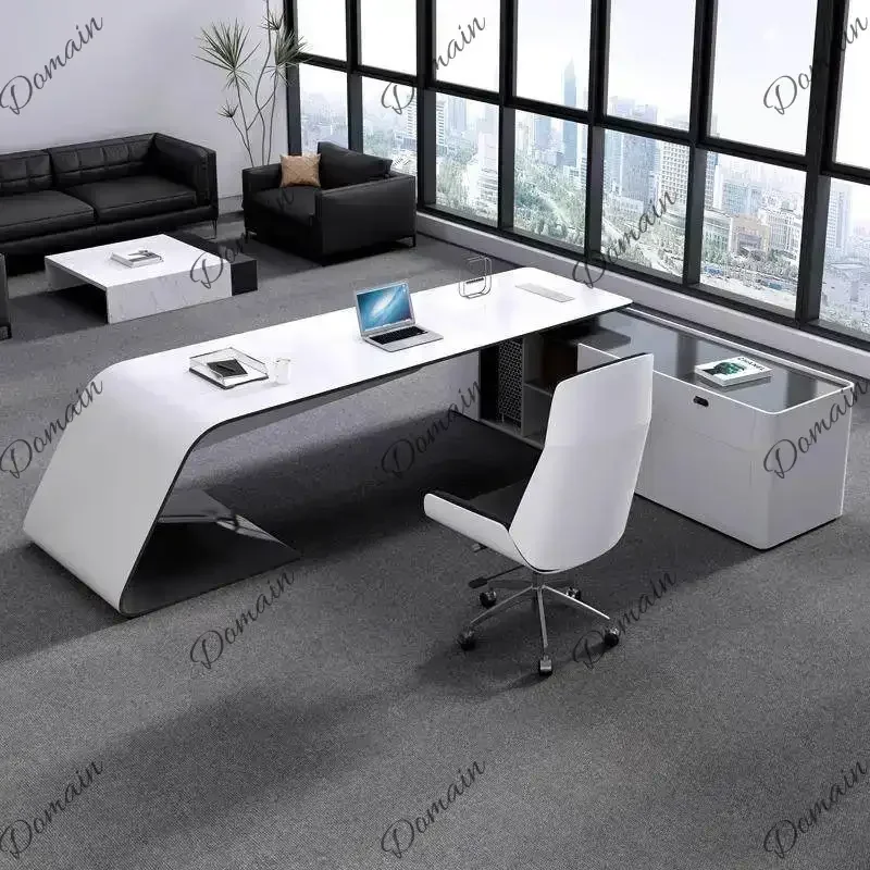 46XX Fashion Baked Paint Boss Desk With Side Cabinet Modern Office Table Bureaux De Travail L Shaped Desk Schreibtisch Furniture