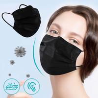 50PCS Disposable Mask Earloop Black Mouth Masks 3 Layers Breathable Meltblown High-end Mask Dust Care Non-Woven Anti Face F3X4