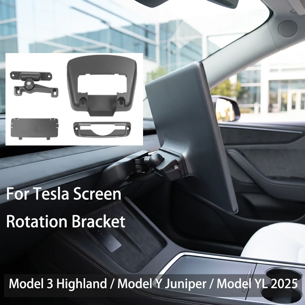 Screen Rotating Bracket For Tesla Model 3 Highland Model Y Juniper 2025 Swivel Mount Display Rotating Kit Monitor Rotate Holder