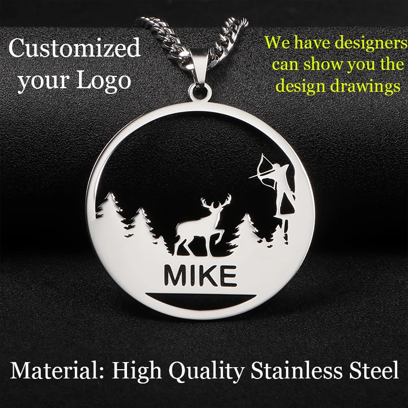 

Customized Logo Necklace Personalized Customization Support Image Hand Drawn Children Drawing Stainless Steel Women's Necklace