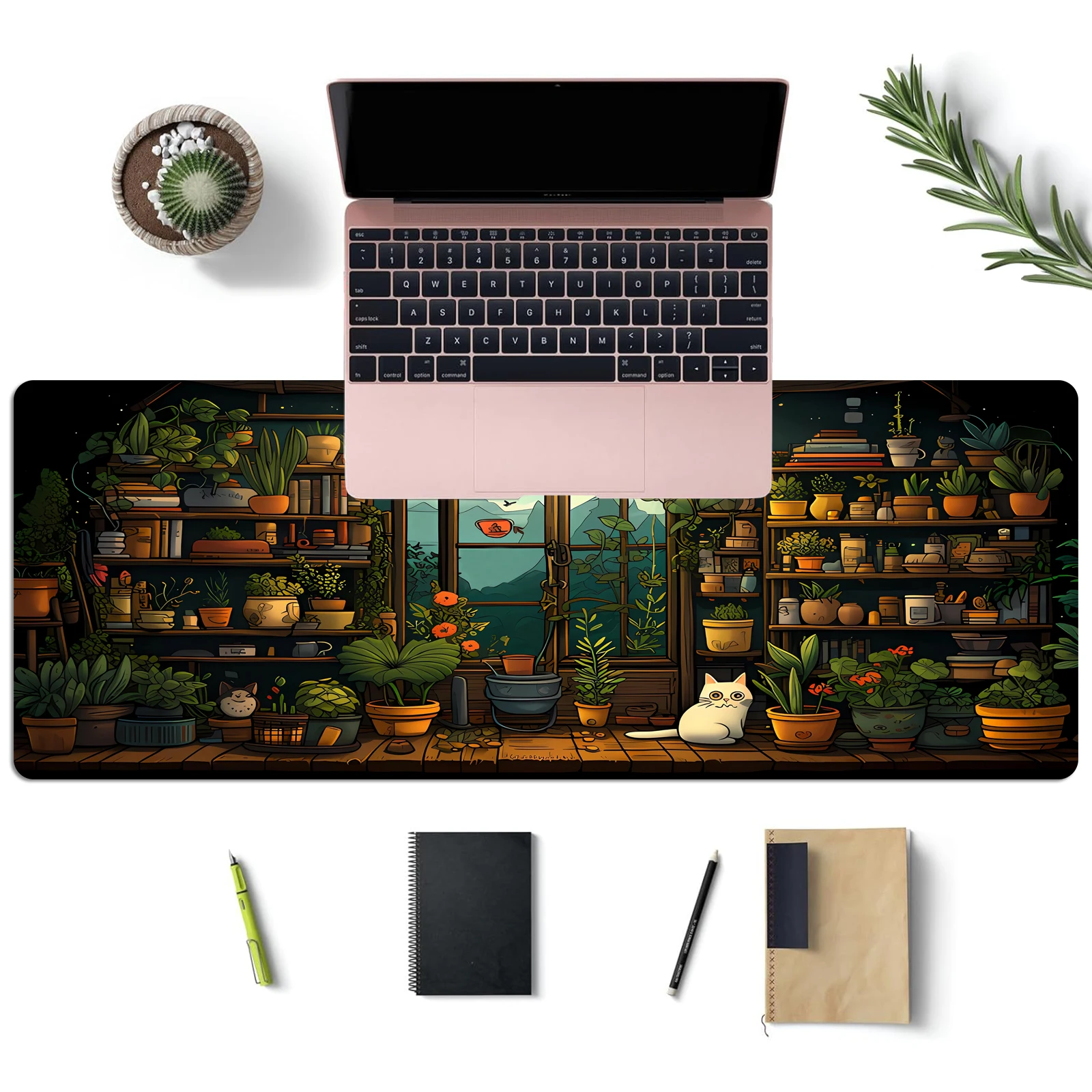 لوحة ماوس لطيفة على شكل قطة، حصيرة ديكور مكتب كاواي، لوحة ماوس ألعاب كبيرة للكمبيوتر المكتبي ولوحة مفاتيح الكمبيوتر المحمول، ديكور المكتب #4