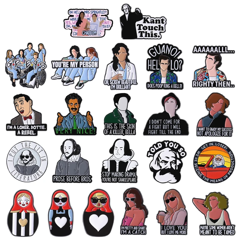 TV Show Characters Enamel Pins Comedy Movies Role Band Members Matryoshka Dolls Brooches Lapel Badge Jewelry Gifts for Friends
