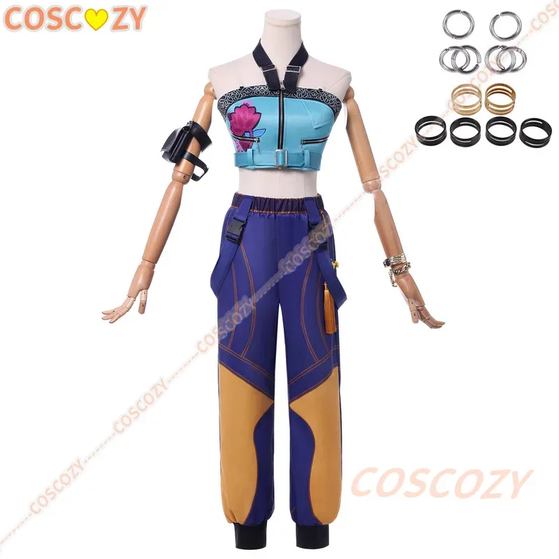 Película de Anime KPop Demon Hunters Zoey, disfraz de Cosplay, uniforme, anillos Huntrix, pendientes, Festival, fiesta de Halloween para mujeres y niñas