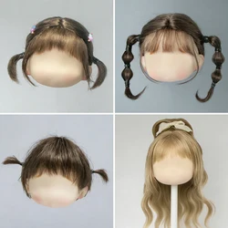 Cute short hair updo 1/8BJD Wig Long hair Bangs Mohair Wig Double ponytail braids  For Ob11 1/12bjd Doll Accessories 5-6inch