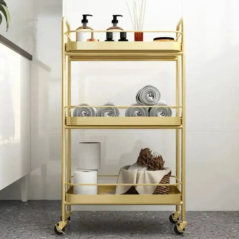 With Holder Storage Table Nordic Wheels Mobile Towel Multi-Layer Shower Storage Rack Auxiliary Cart Spa Space-Saving Organizer