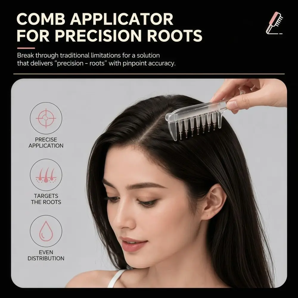 7-Tooth Minoxidil Scalp Liquid Applicator Comb Ball Bearings Precise Liquid Guiding Scalp Massager Comb Transparent