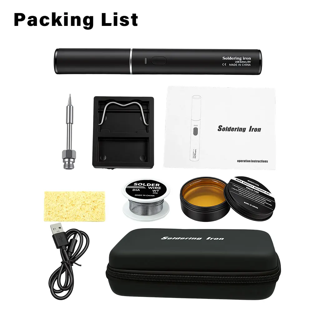 Wireless 5V Soldering Iron Set 18350 Lithium Battery USB Charging DIY Repair Tool Manual Radio Adjustable Temperature