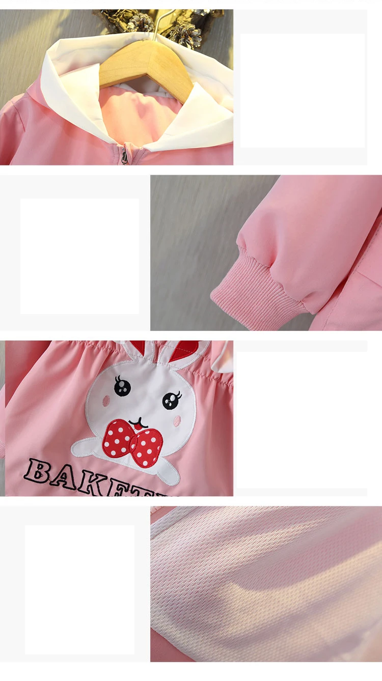 Manteau à capuche lapin dessin animé pour enfants, manches longues, fermeture éclair, vêtements pour enfants, loisirs, printemps, automne, filles, 1-8 ans, 2024