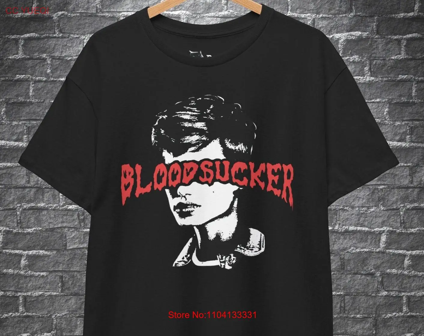 Vampire Aesthetic T shirt Red Text Bloodsucker Cotton with Classic Horror GenZ Shirtn Casual Goth long or short sleeves