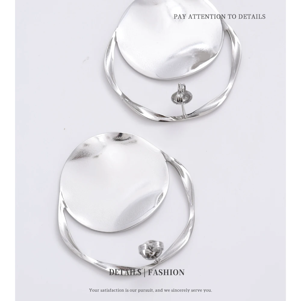 أقراط NiNice قلادة دائرية من الفولاذ المقاوم للصدأ مع تصميم عصري مبالغ فيه ومناسبة لهدايا الحفلات الجديدة #5