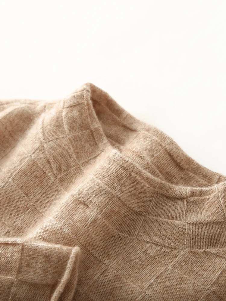 

Высококачественный женский кашемировый свитер, осень-зима, повседневный пуловер с воротником-стойкой, 100% кашемировый трикотаж, популярная корейская одежда, топы