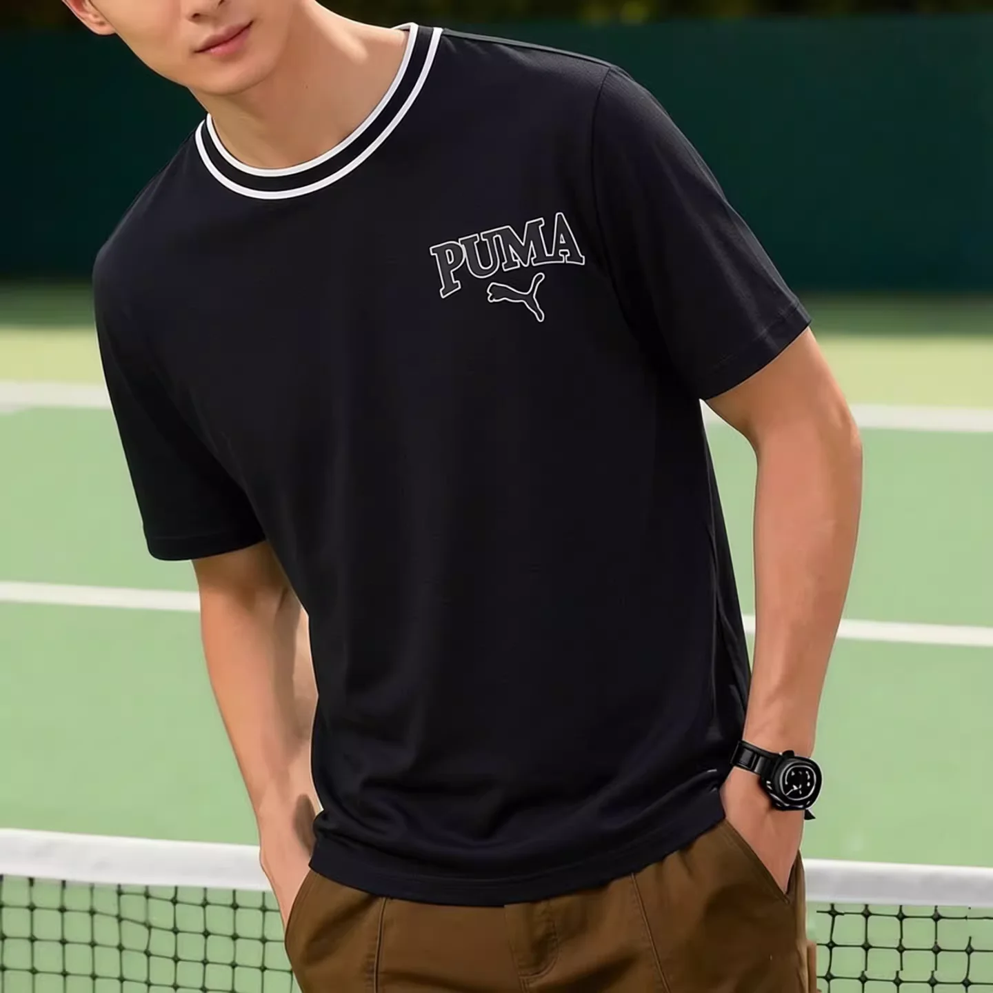 

Официальная оригинальная летняя новая мужская простая повседневная дышащая спортивная футболка с коротким рукавом PUMA 682184-01