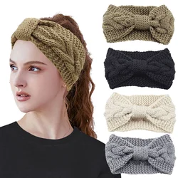 Winter Warm Wool Knitted Knot Headband For Women Autumn Ear Warmer Bow Hair Bands Girls Hair Accessories Headwear Hair Wrap