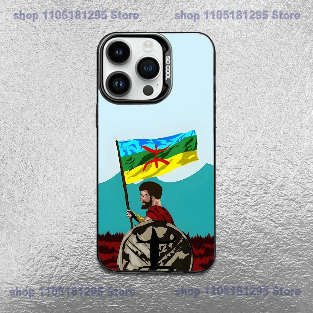 Amazigh Berber Vlag Telefoonhoesje Voor iPhone 17,16,15,14,13,12,11,X,Mini,Pro,E,MAX Zwart Snoep Matte Schokbestendige Cover