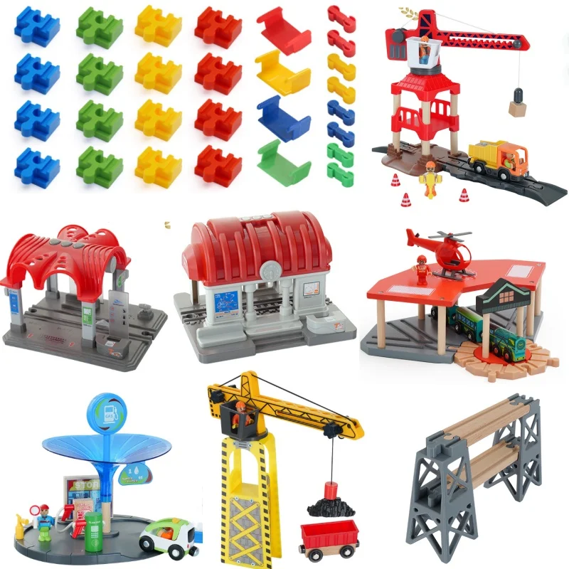 

Wooden Train Track Connector set Train Railway Road Wooden Bridge Tunnel Urban Rail Overpass Traffic set