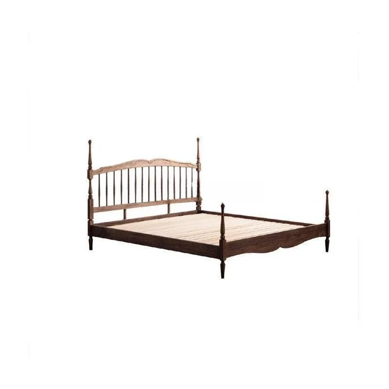

North American Black Walnut Pure Solid Wood Vintage Windsor Bed 1.8 Double Wedding Bed