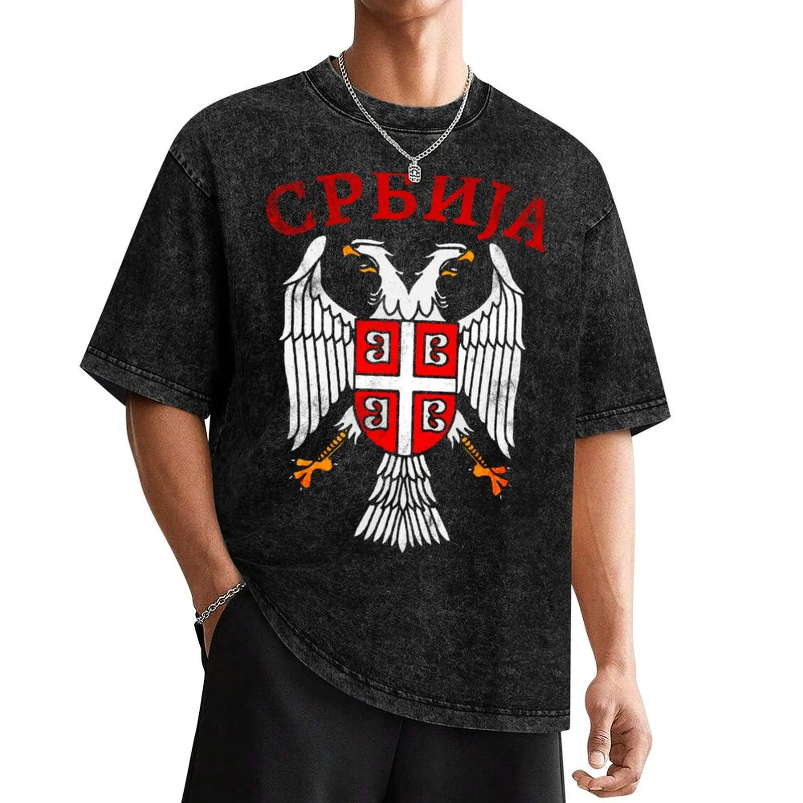 

Serbia eagle coat of arms T-Shirt aesthetic clothes summer top graphic t shirt vintage tees mens clothes