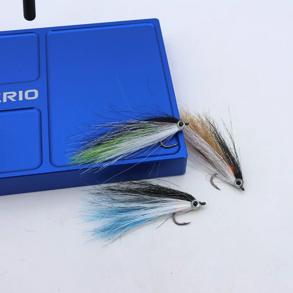 ICERIO 4er-Set Köderfisch-Streamer-Fliegen mit UV-Leuchtpunkt, 3-farbige Kunsthaar-Minnow-Köder für Barsch, Hecht, Forelle, Süß- und Salzwasserfischen – Detail 7