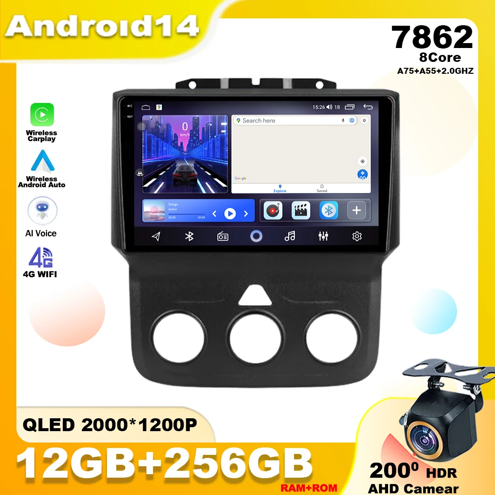 

Android 14 для Dodge Ram 4 IV DJ DS 2013 - 2019 carplay Автомагнитола мультимедийный видеоплеер навигация GPS No 2din 2 din dvd 4G