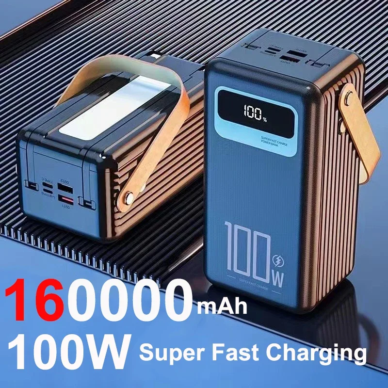 

160000mAh Power Bank 100W Super Fast Charging Double USB Powerbank for iPhone Samsung Xiaomi Portable Charger External Battery
