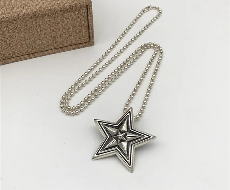 European and American popular manufacturers direct selling trend sterling silver Pentagram pendant male personality punk style T