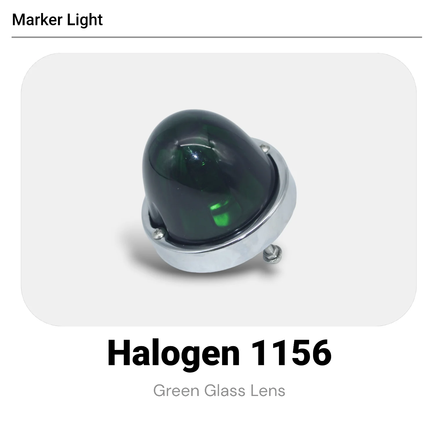24V 88mm Green Glass Side Light Stainless Steel 1156 Bulb For Truck Pickup Off Road