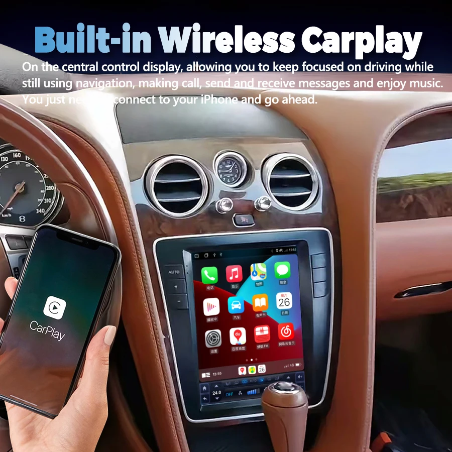 Schermo Android per Bentley Flying Spur 2014 autoradio Stereo lettore Video multimediale GPS Carplay Audio unità principale di navigazione automatica