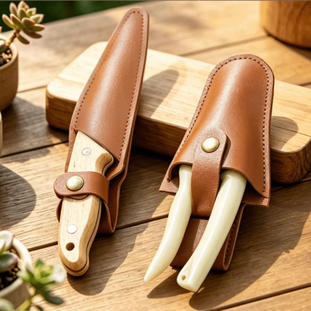 PU Leather Cutter Storage Bag Belt Loop Protective Cover Pruning Shears Pouch Portable Multifunction Garden Shears Holder