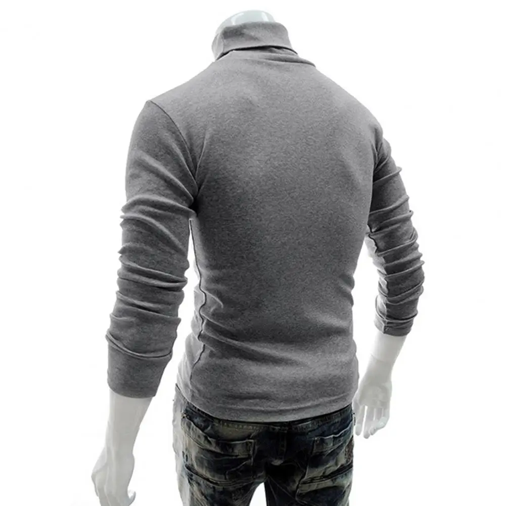 Однотонная эластичная трикотажная рубашка, Мужской пуловер с длинным рукавом, топ, осенняя рубашка, универсальные эластичные Пуловеры, свитеры