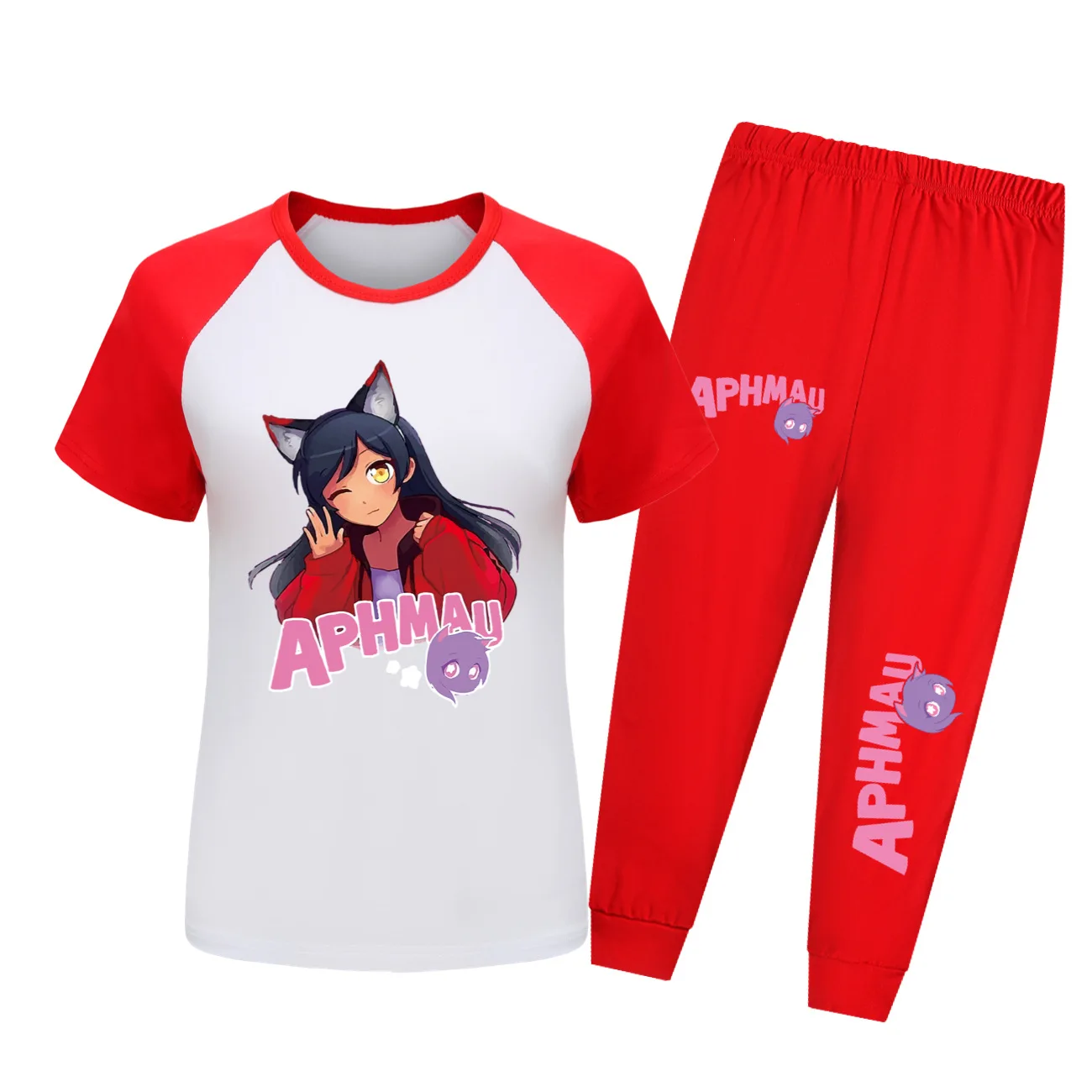 Anime Aphmau Cat Clothes Kids 2024 Summer pigiama set Toddler Girls Lycan Aaron Nightwear bambini manica corta Casual Sleepwear