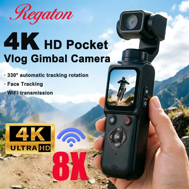 레가톤 4K 와이파이 포켓 브이로그 카메라 330 ° 자동 회전 터치스크린 스포츠 DV 바디캠 얼굴 추적 휴대용 액션 카메라 레가톤 4K 와이파이 포켓 브이로그 카메라 330 ° 자동 회전 터치스크린 스포츠 DV 바디캠 얼굴 추적 휴대용 액션 카메라