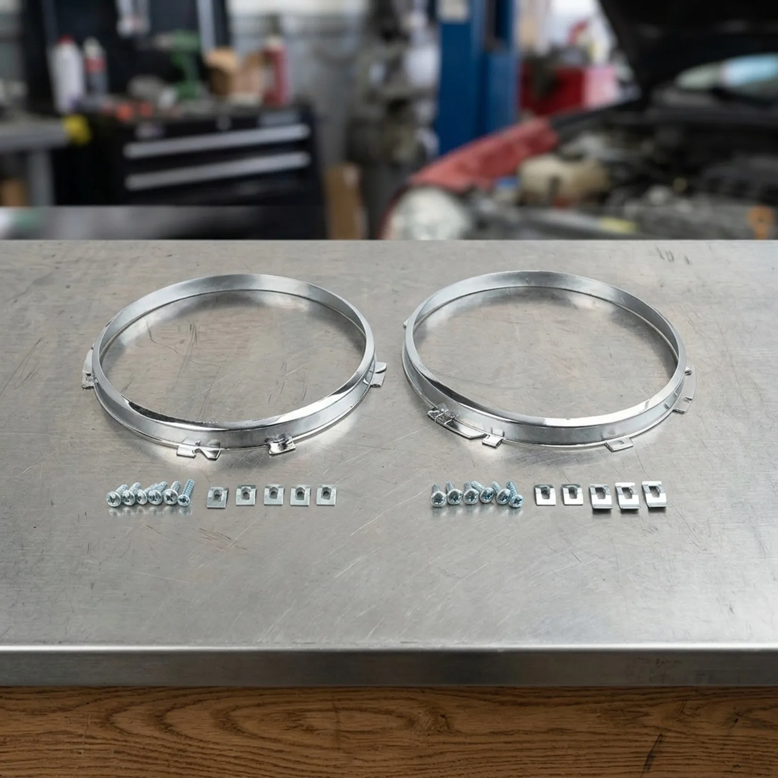 Set Includes Two 7 Inch Headlamp Retaining Bezels for Land Rover Series 2 2A 3 and 90 110 Models Built Before 1993