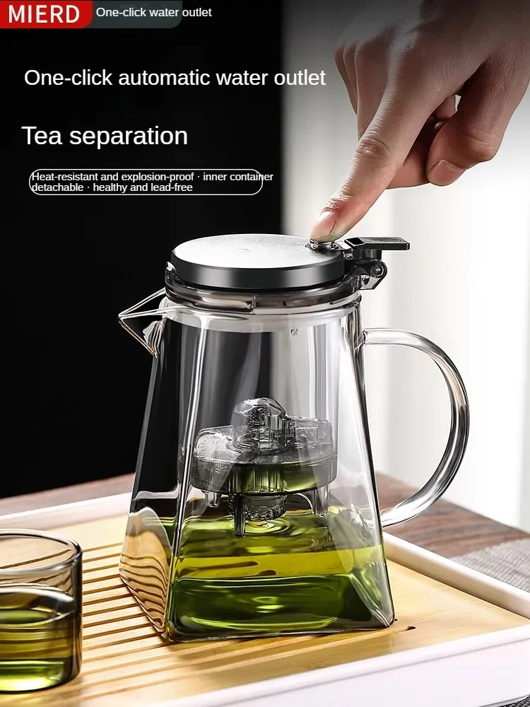 

Heat Resistant Glass Teapot Household High-temperature All Glass Inner Liner One Click Tea Separation Filtration Tea Strainer