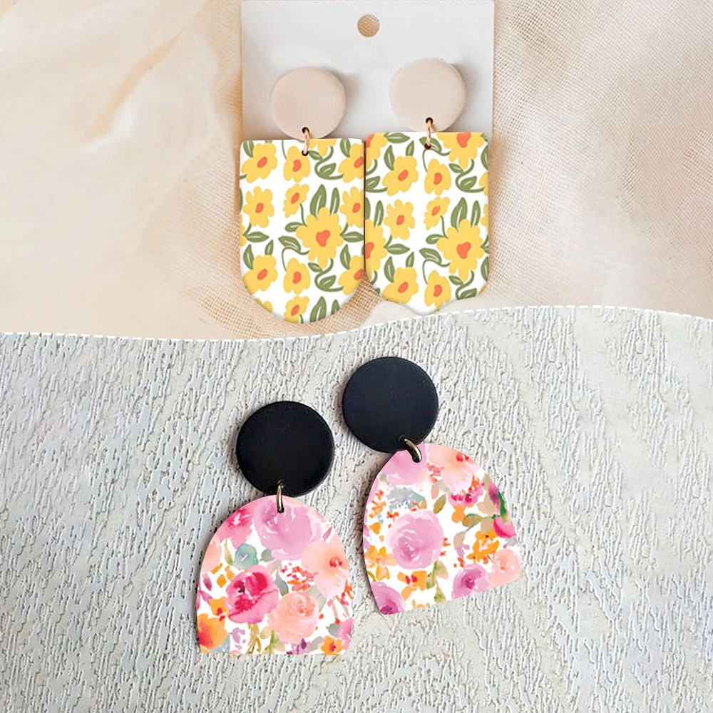 2025 New Polymer Clay Transfer Paper Colored Flower Foliage Design Water Soluble Disposable Stickers for Diy Jewelry Earring