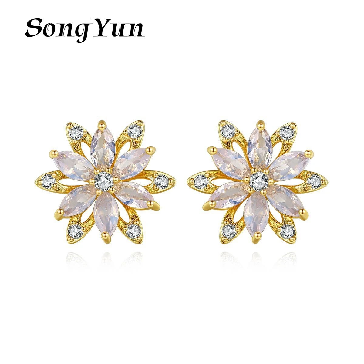 

SongYun Jewelry MHT Quality Brass Stud Earrings Dangle CZ 7A Zircon Bride Gift Elegant Jewelry Women Earring Jewelry
