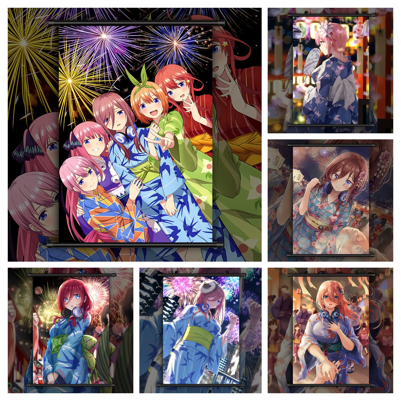 5D DIY Diamond Painting Quintuplets Ichika Nakano Yotsuba Miku Anime Round Diamond Embroidery Cross Stitch Kit Diamond Mosaic