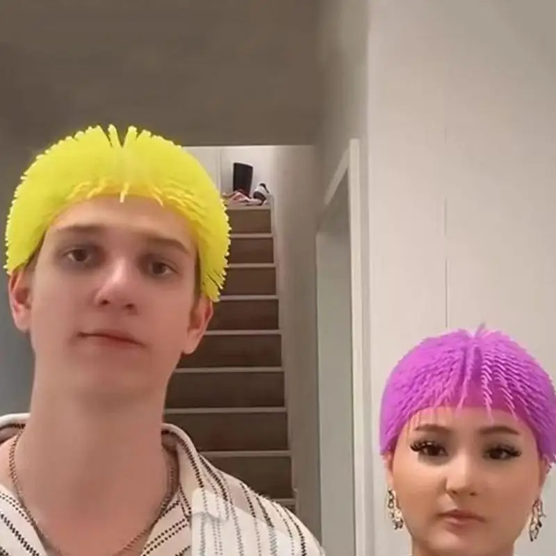 

581F Мягкая резиновая шариковая кепка, забавный размер шапочки для волос, эластичная игрушка, разматывающая забавные одинаковые