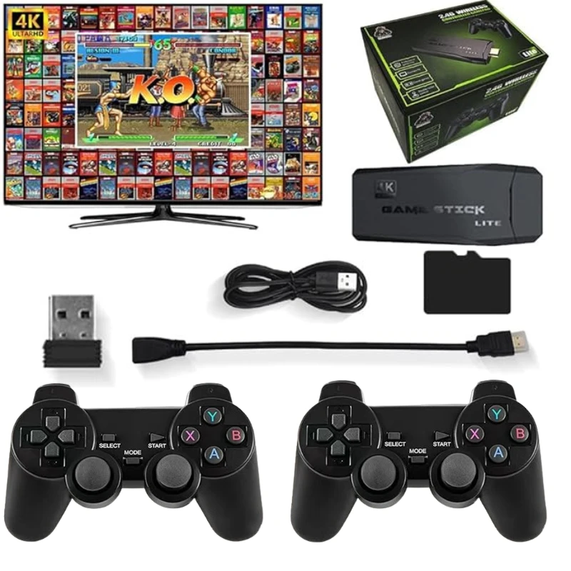 NEW Video Game Sticks M8 Console 2.4G Dual Wireless Controller Game Stick 4K 20000 games 64GB Retro game 