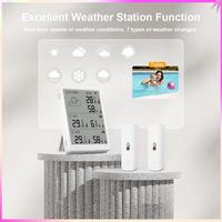 B68C Tuya WIFI Weather Station Digital Forecast Screen With6 Wifi+RF433 Sensors Thermometer Hygrometer Support Voice Control